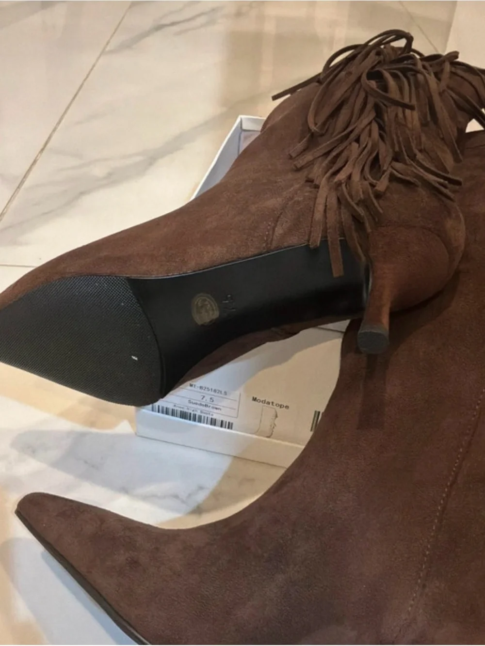 Over-the-Knee Fringe Suede Boots in Brown